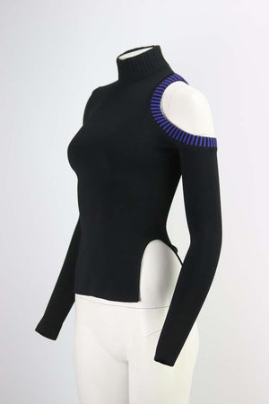 DAVID KOMA CUTOUT STRETCH KNIT TOP UK 8