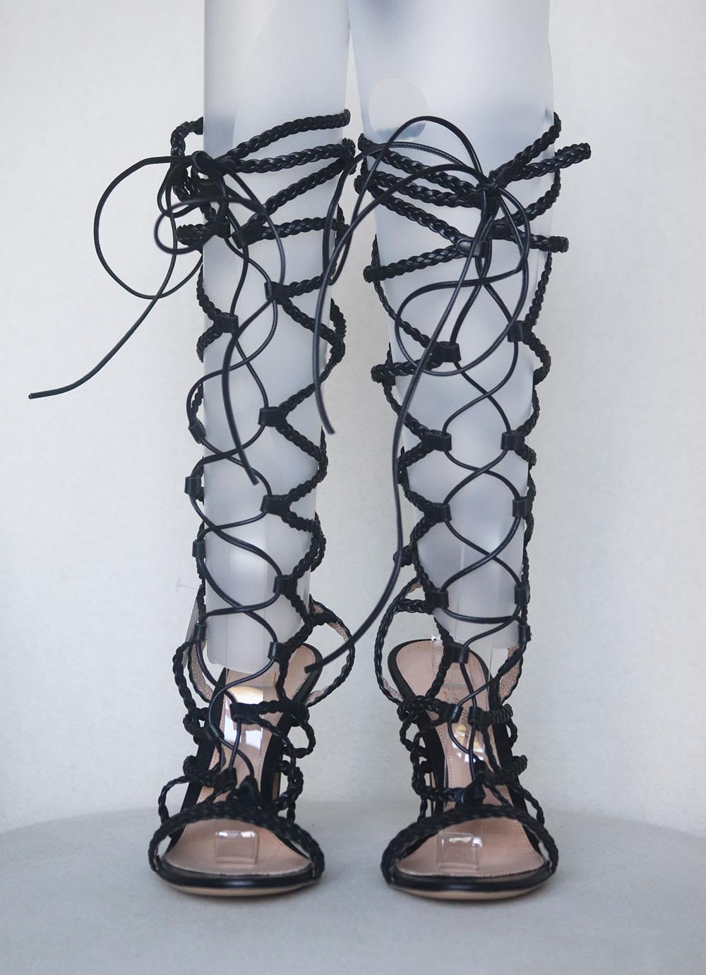 GIANVITO ROSSI BRAIDED LEATHER SANDALS EU 38 UK 5 US 8