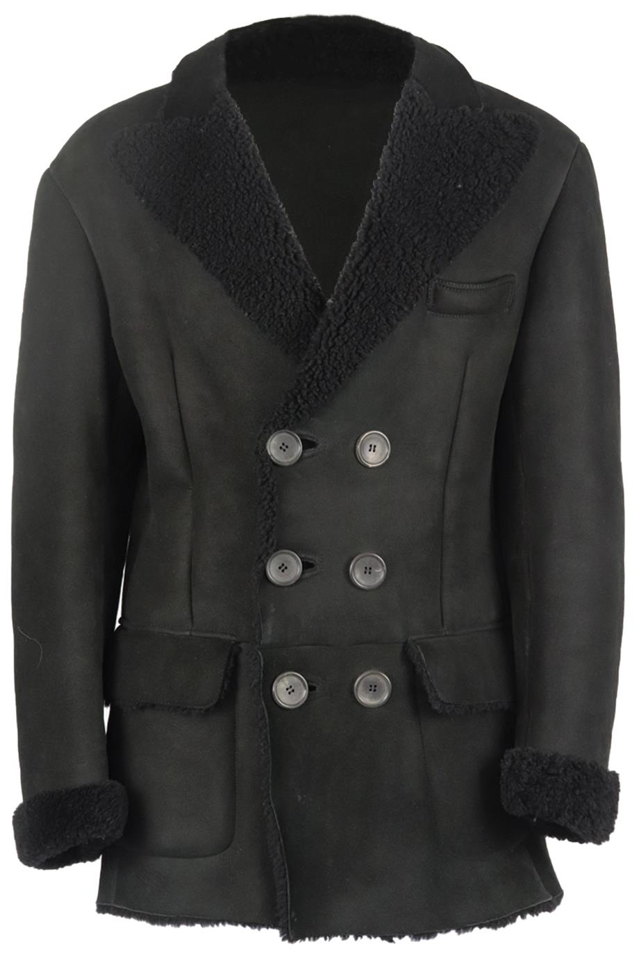 GUCCI MEN'S DOUBLE BREASTED SHEARLING LINED SUEDE COAT IT 50 UK/US 40