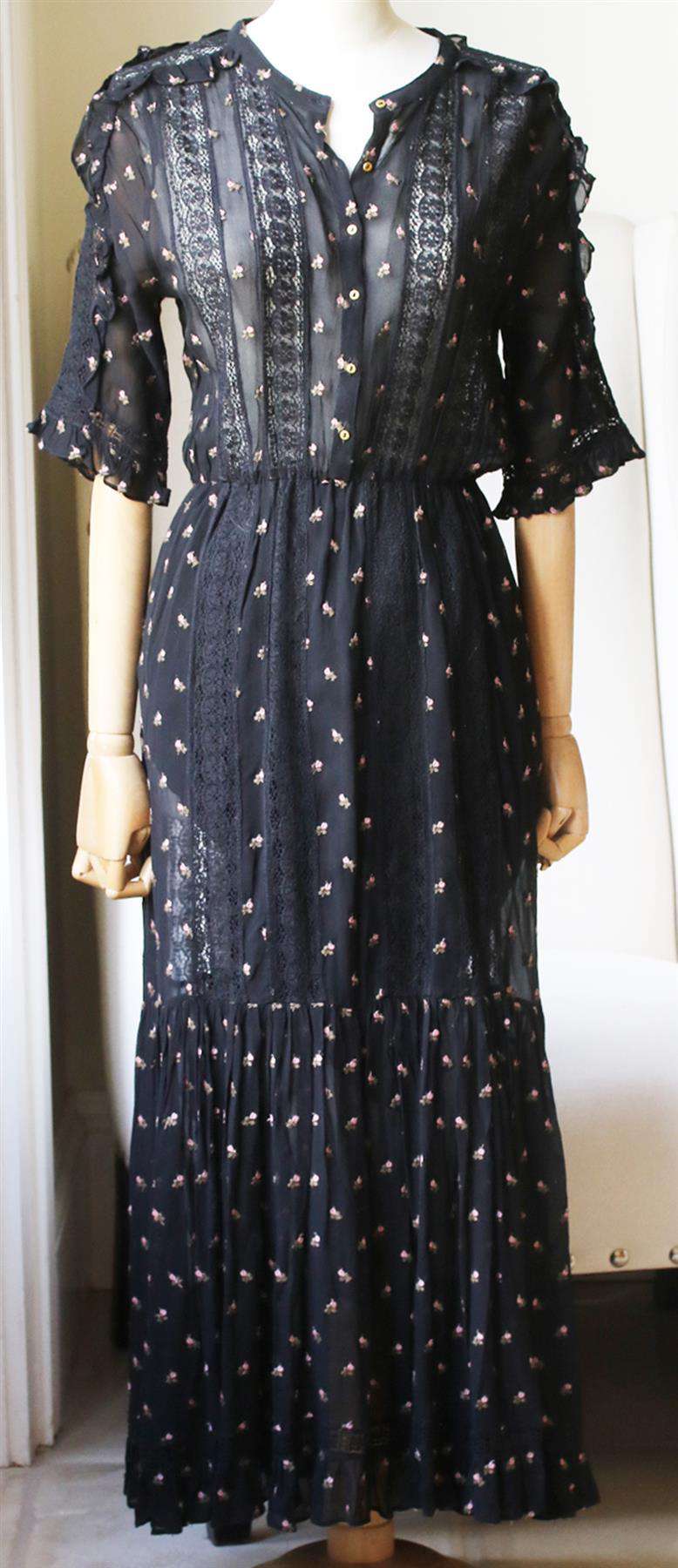 ULLA JOHNSON + BARNEYS NEW YORK ADALIE FLORAL GEORGETTE MAXI DRESS US 6 UK 10