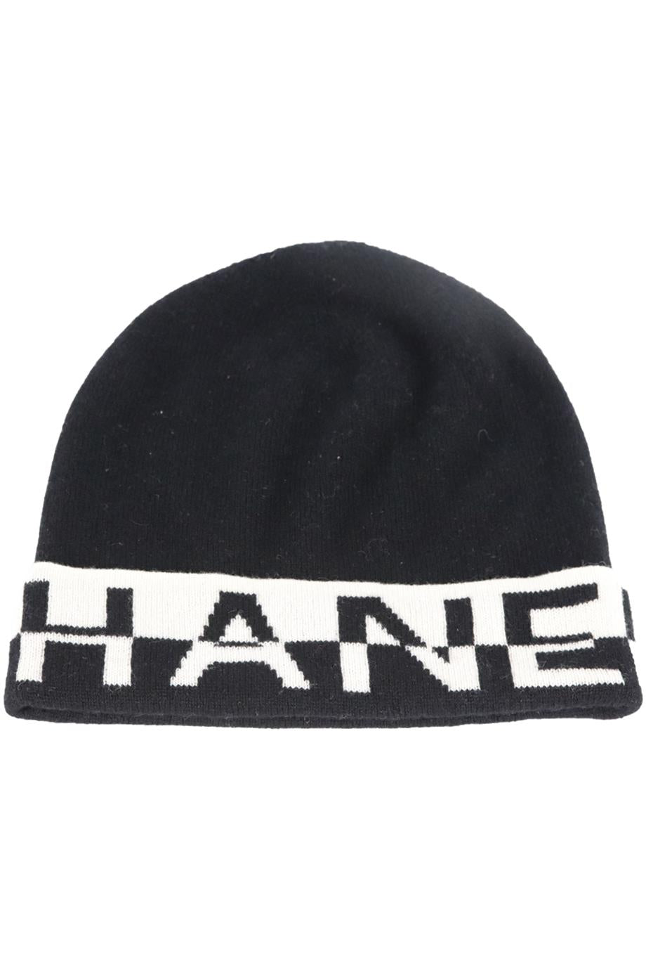 CHANEL 2020 LOGO INTARSIA CASHMERE BEANIE ONE SIZE