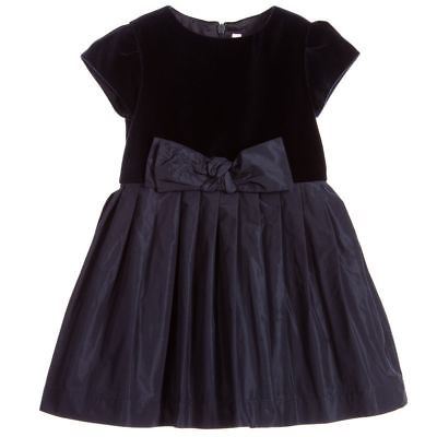 IL GUFO BABY GIRLS NAVY BLUE TAFFETA DRESS 3 YEARS