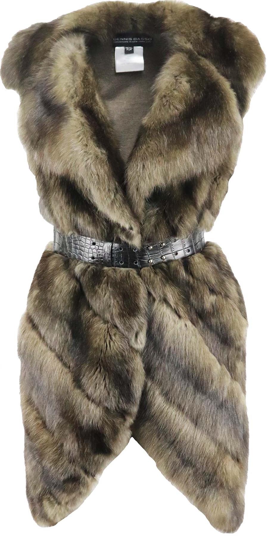 DENNIS BASSO BELTED SABLE FUR GILET SMALL