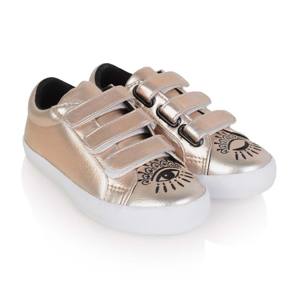 KENZO KIDS GIRLS EMBROIDERED LEATHER SNEAKERS EU 28 UK 10