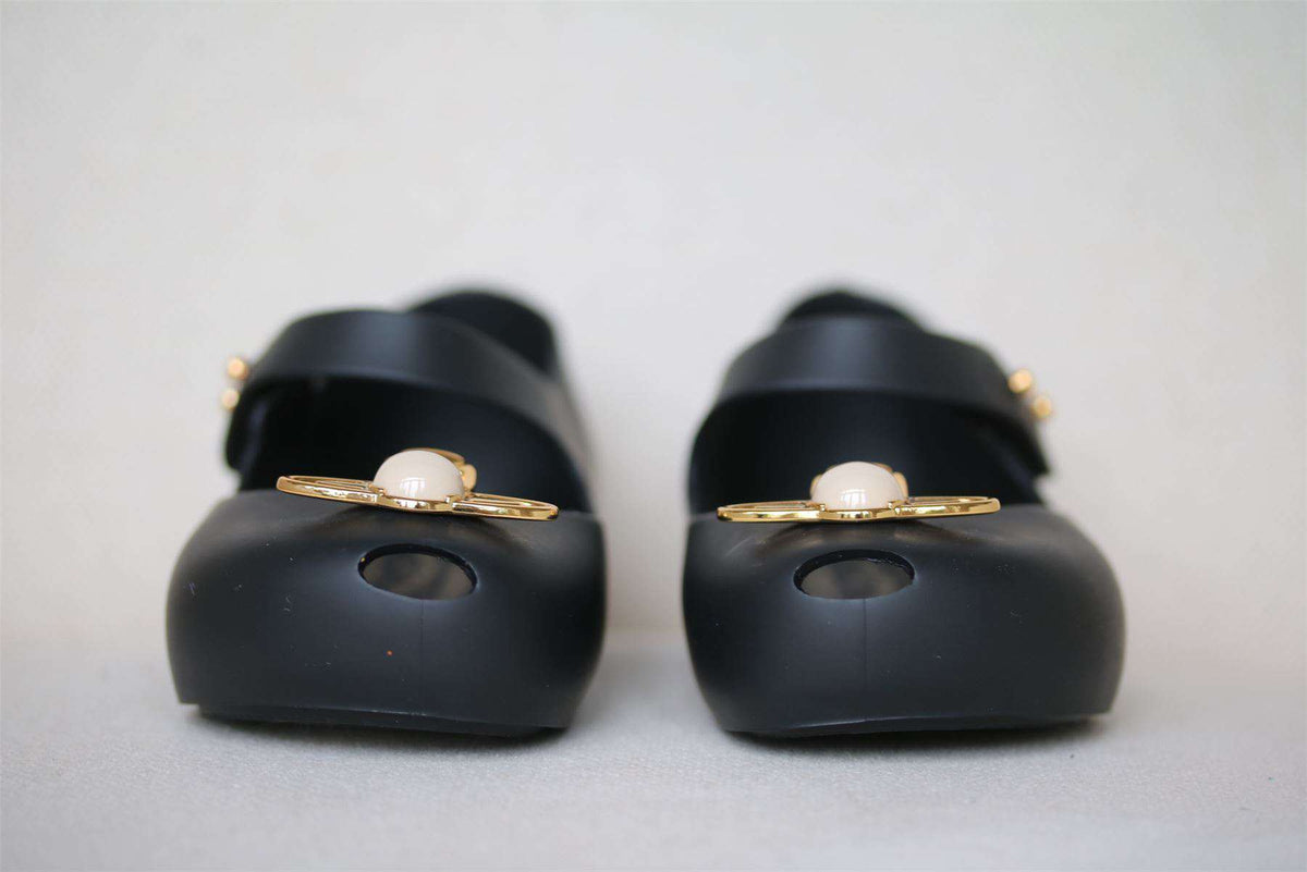 MINI MELISSA X VIVIENNE WESTWOOD GIRLS BLACK PEARL ORB JELLY SHOES EU 24 UK 7
