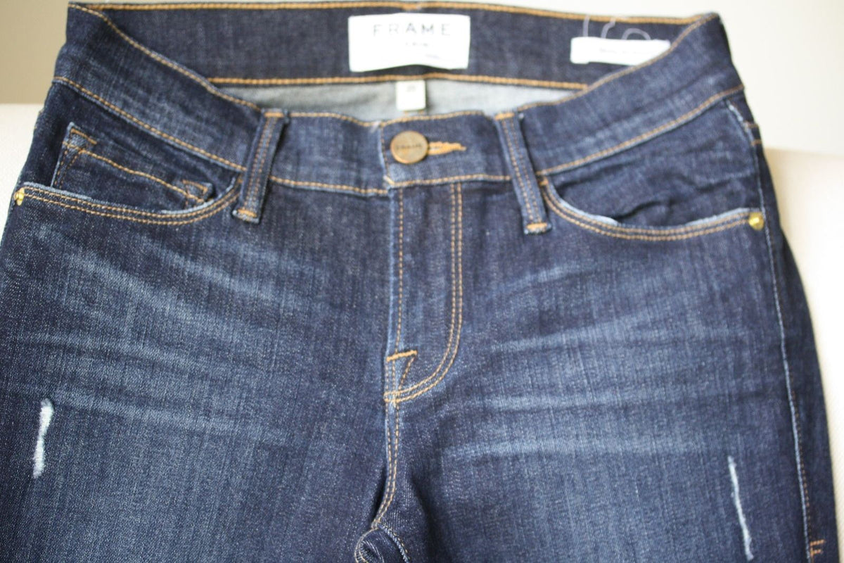 FRAME DENIM LE SKINNY DE JEANNE DISTRESSED JEANS IN LOS FELIZ W25 UK 6/8