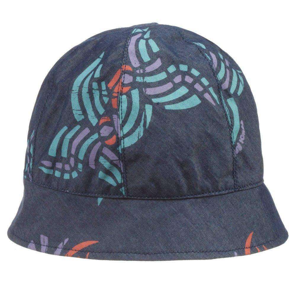 FENDI BABY DENIM GEOMETRIC ORCHID SUN HAT 6-12 MONTHS
