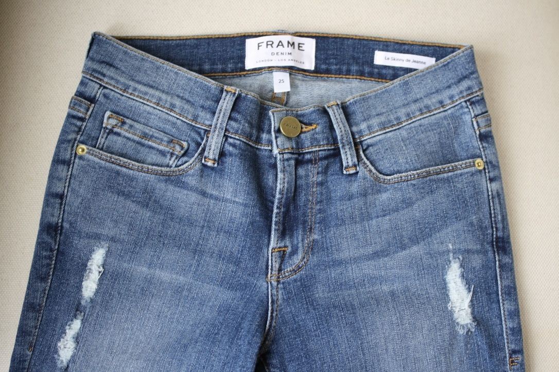 FRAME DENIM LE SKINNY DE JEANNE DISTRESSED JEANS W25 UK 6/8