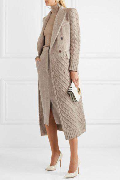 MAX MARA ALDA PANELLED WOOL AND CASHMERE BLEND COAT MEDIUM