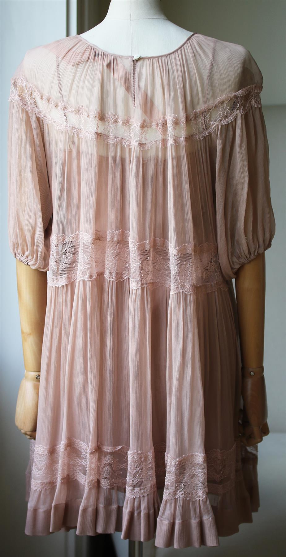 No. 21 LACE TRIMMED SILK MINI DRESS IT 38 UK 6
