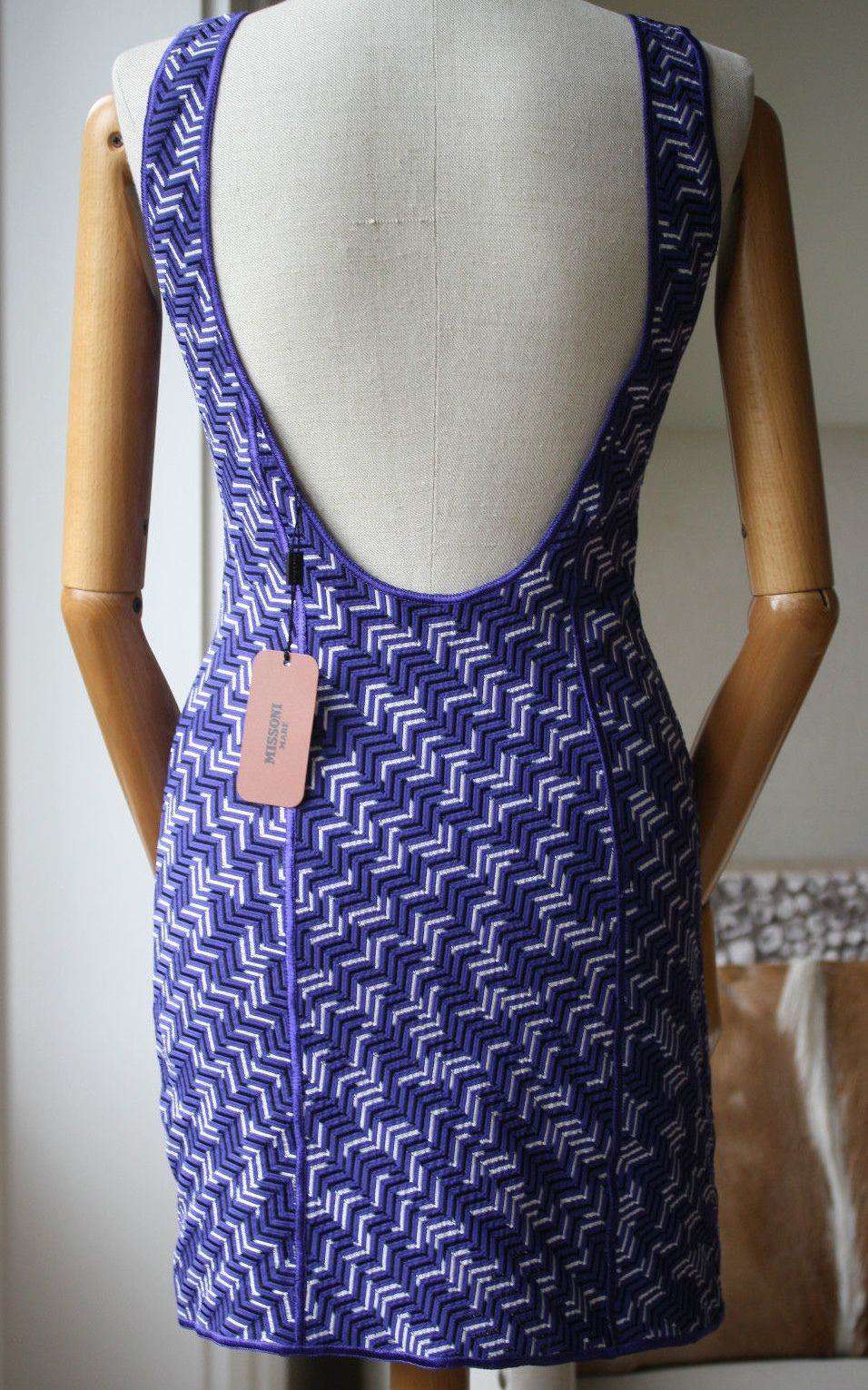 MISSONI MARE ZIGZAG PURPLE BACKLESS SWIM DRESS IT 40 UK 8