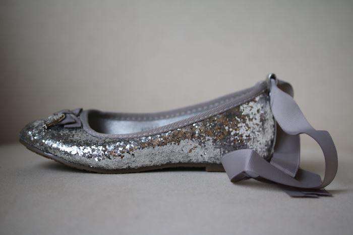 ANGEL'S FACE GIRLS SILVER GLITTER BALLERINA SHOES EU 29 UK 11