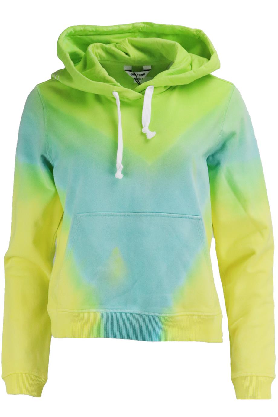 GRLFRND EMBROIDERED TIE DYED COTTON JERSEY HOODIE SMALL
