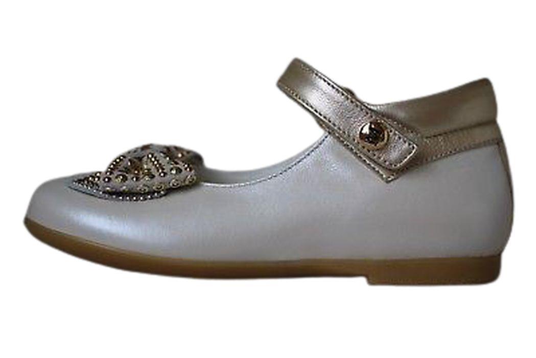 MISSOURI GIRLS IVORY & GOLD LEATHER BOW SHOES EU 24 UK 7