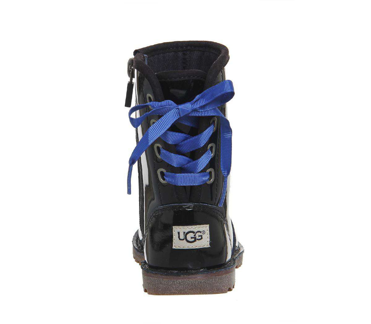UGG INFANT CORENE BLACK PATENT BOOTS EU 26 UK 8