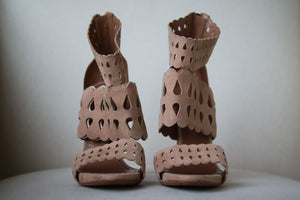 AZZEDINE ALAIA LASER CUT SUEDE SANDALS EU 38 UK 5 US 8