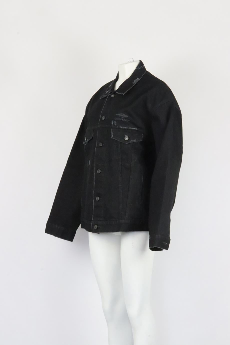 BALENCIAGA OVERSIZED PRINTED DENIM JACKET XSMALL
