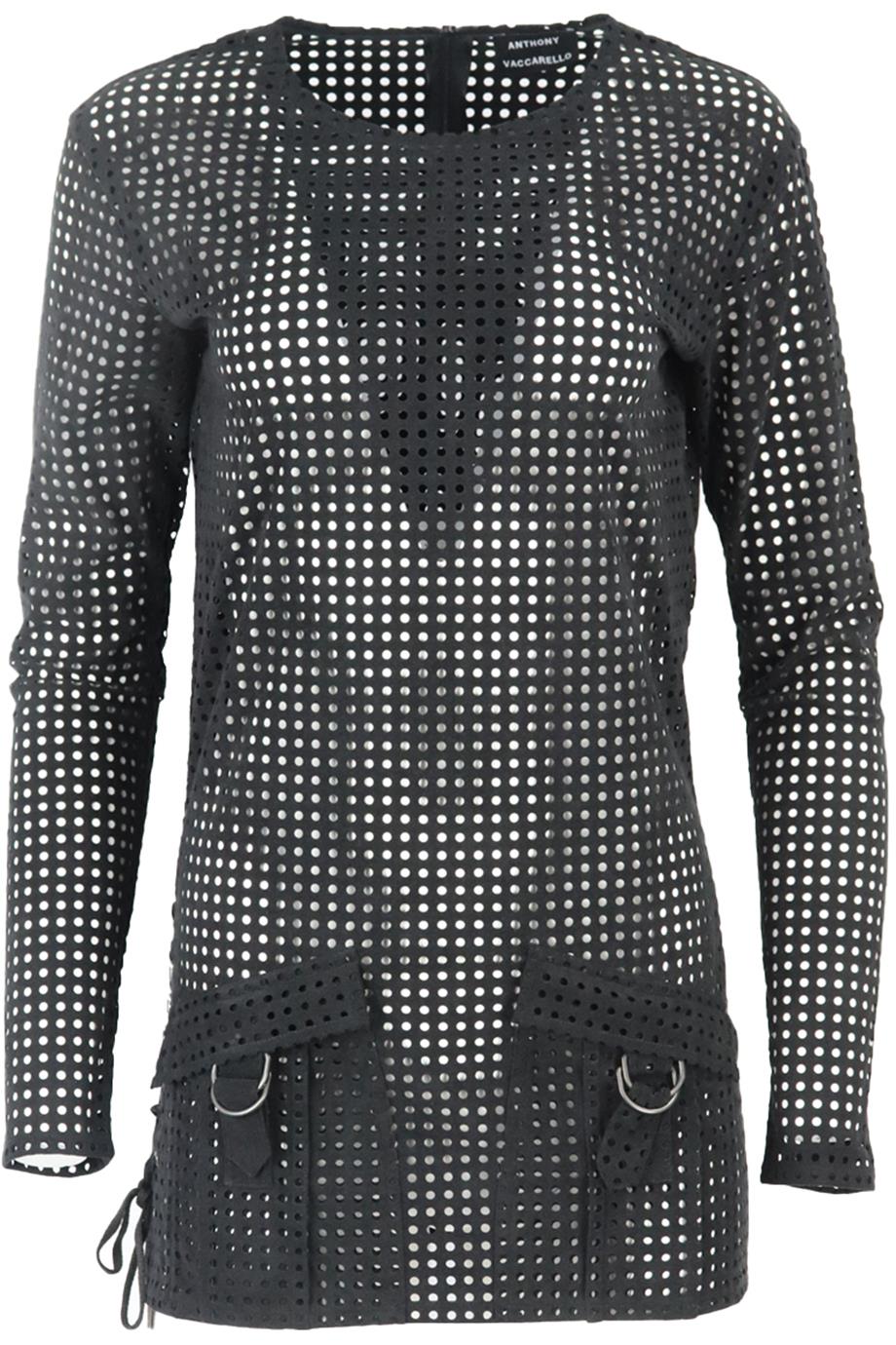 ANTHONY VACCARELLO PERFORATED FAUX SUEDE MINI DRESS FR 34 UK 6