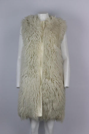 DOLCE AND GABBANA CORDUROY TRIMMED SHEARLING GILET IT 40 UK 8