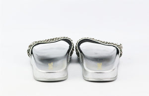 CHANEL METALLIC CC DETAILED CHAIN TRIMMED LEATHER PUMPS EU 39 UK 6 US 9