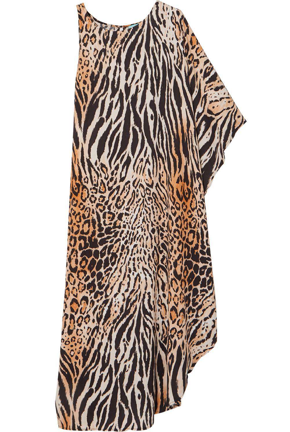 MELISSA ODABASH PAMELA ONE SLEEVE PRINTED VOILE KAFTAN LARGE