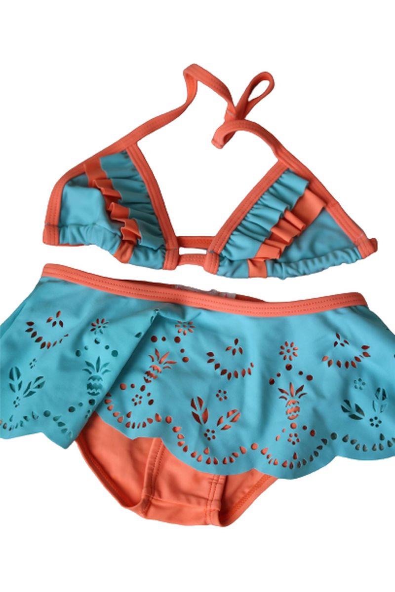 BILLIEBLUSH GIRLS BLUE & NEON ORANGE BIKINI 4 YEARS