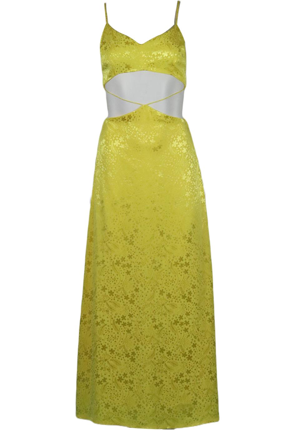 AFRM CUT OUT JACQUARD SATIN MAXI DRESS SMALL