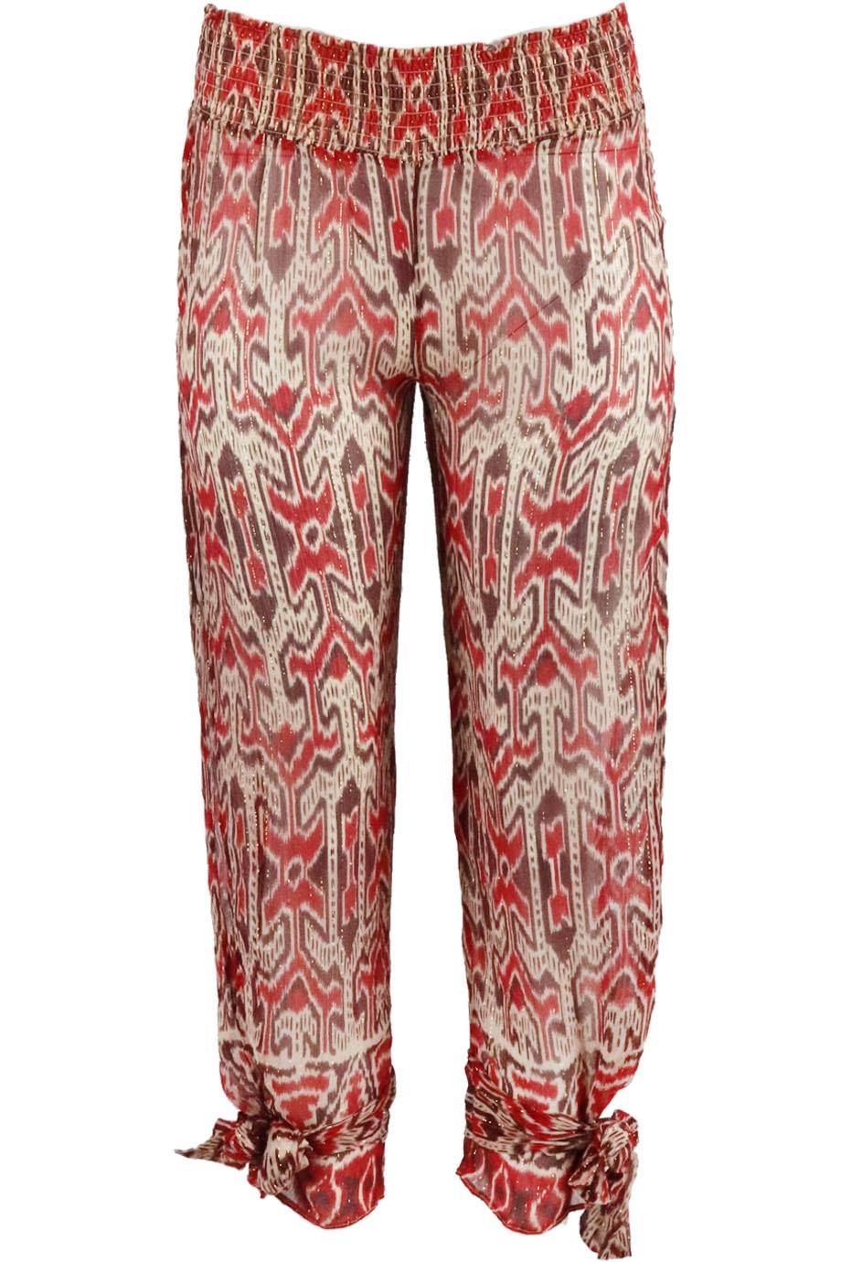 SCOOP PRINTED SILK GEORGETTE PANTS ONE SIZE