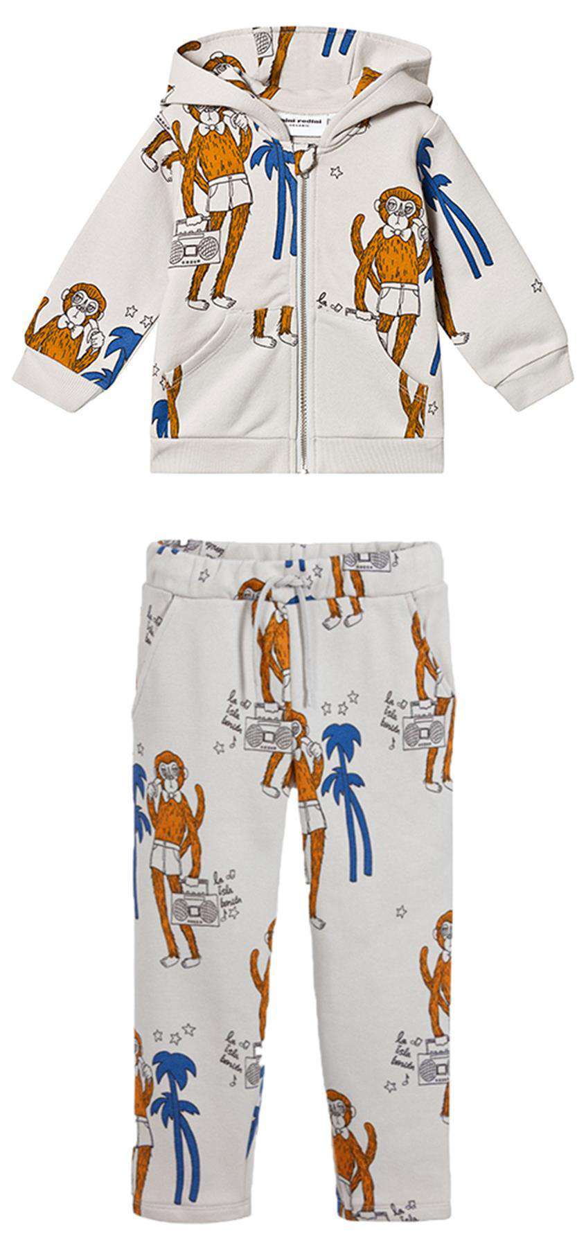 MINI RODINI KIDS BOYS COOL MONKEY PRINT COTTON TRACKSUIT 4-5 YEARS