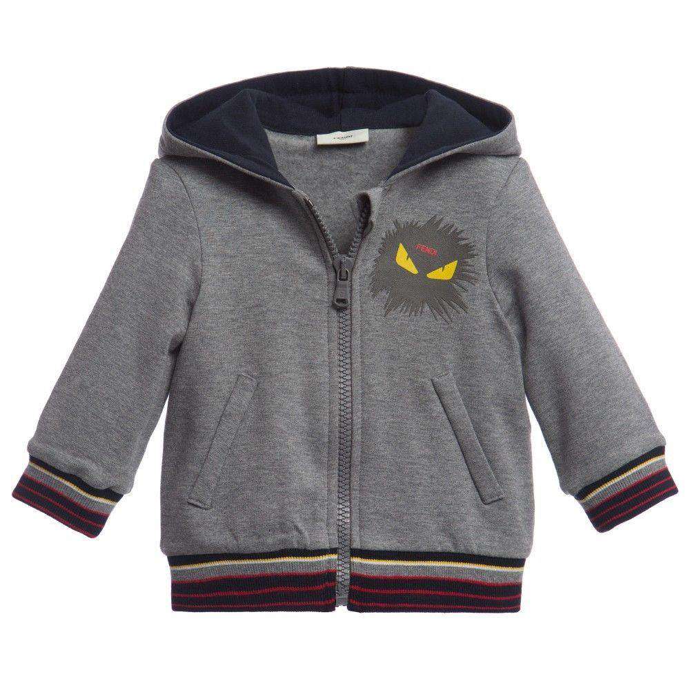 FENDI BABY GREY MONSTER HOODED SWEATSHIRT 6 MONTHS