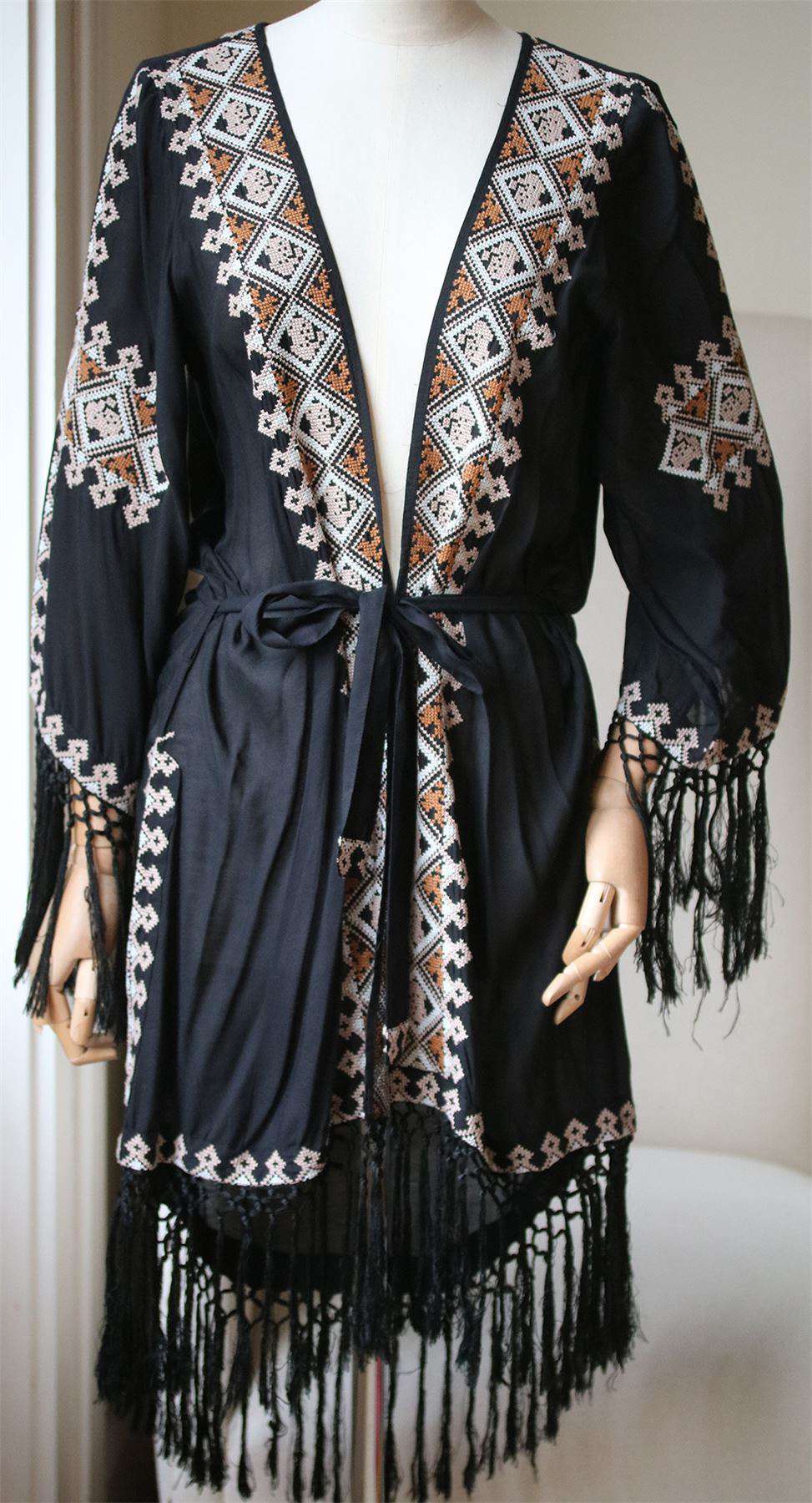 MELISSA ODABASH NIC EMBROIDERED KIMONO KAFTAN ONE SIZE