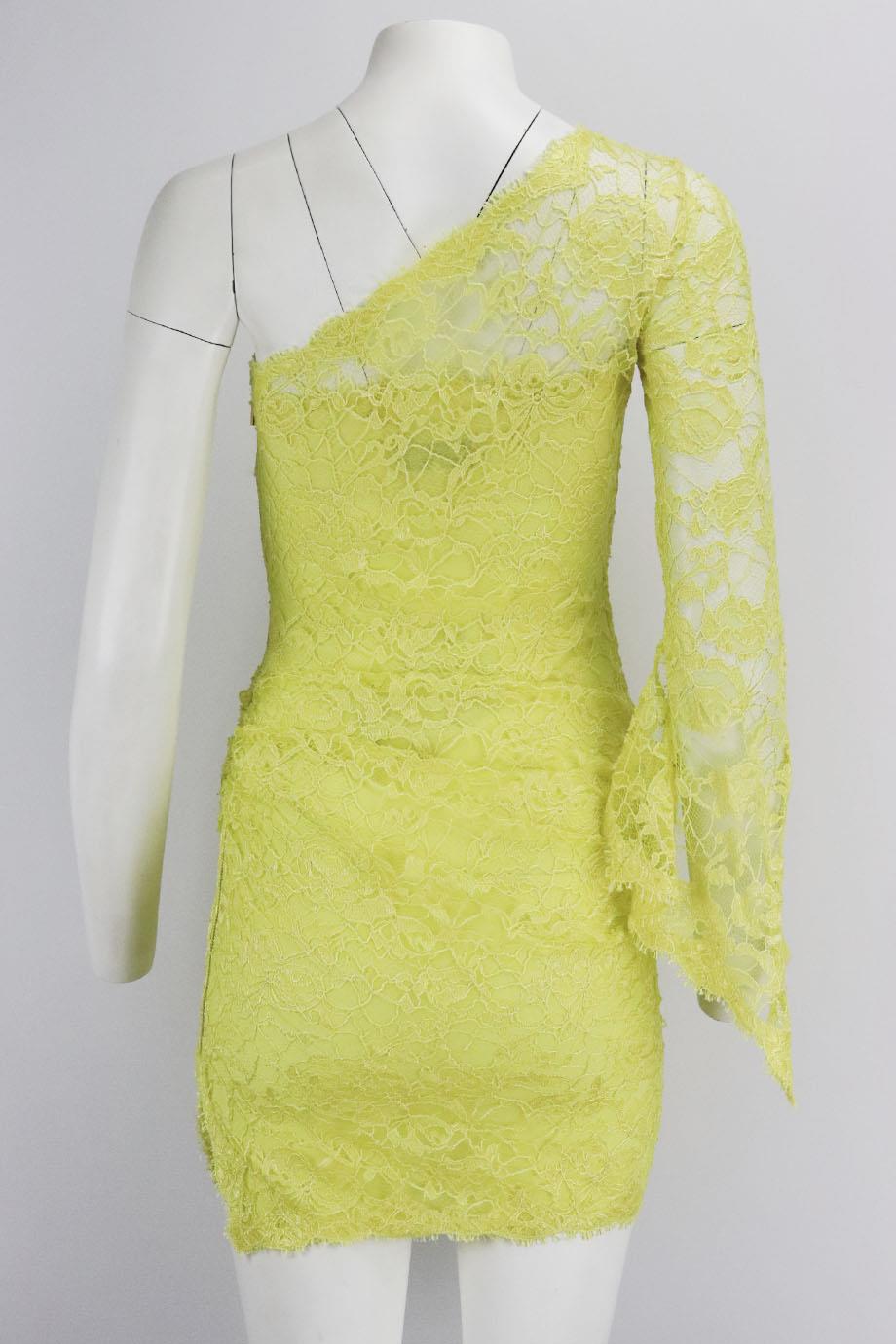 emilio pucci one shoulder lace dress Emilio Pucci One Shoulder Lace Dress Black Size 40 US 6 Side-Zip Mini Celebrity Owned