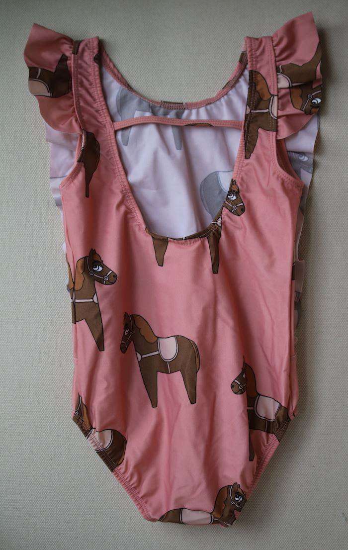 MINI RODINI GIRLS PINK HORSE PRINT SWIMSUIT 4-5 YEARS