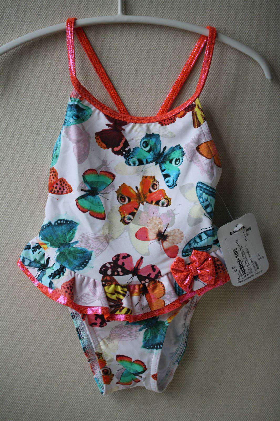 PATE DE SABLE BABY ORANGE BUTTERFLY SWIMSUIT 2 YEARS