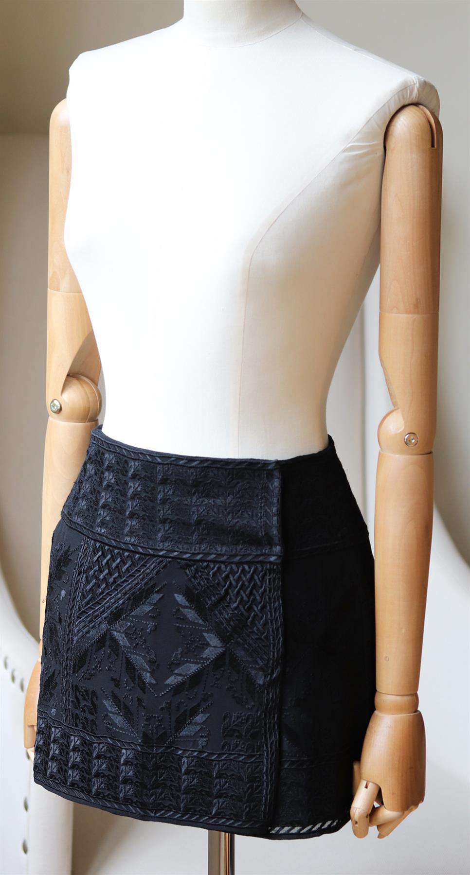 ISABEL MARANT ANDY EMBROIDERED SILK GEORGETTE WRAP MINI SKIRT FR 36 UK 8