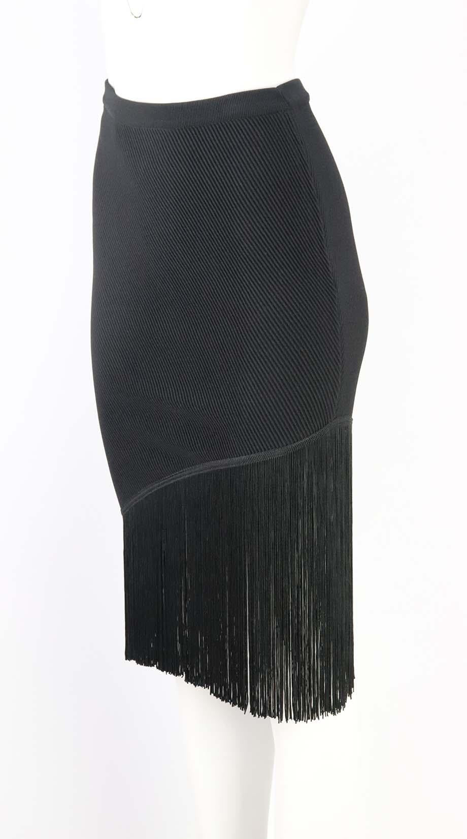 TIMO WEILAND FRINGED RIBBED KNIT SKIRT SMALL