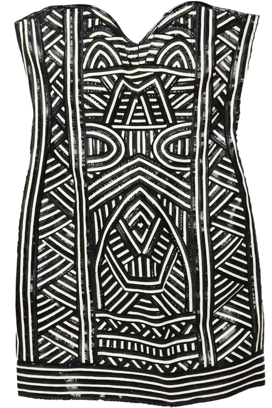EMILIO PUCCI STRAPLESS LEATHER MINI DRESS IT 38 UK 6