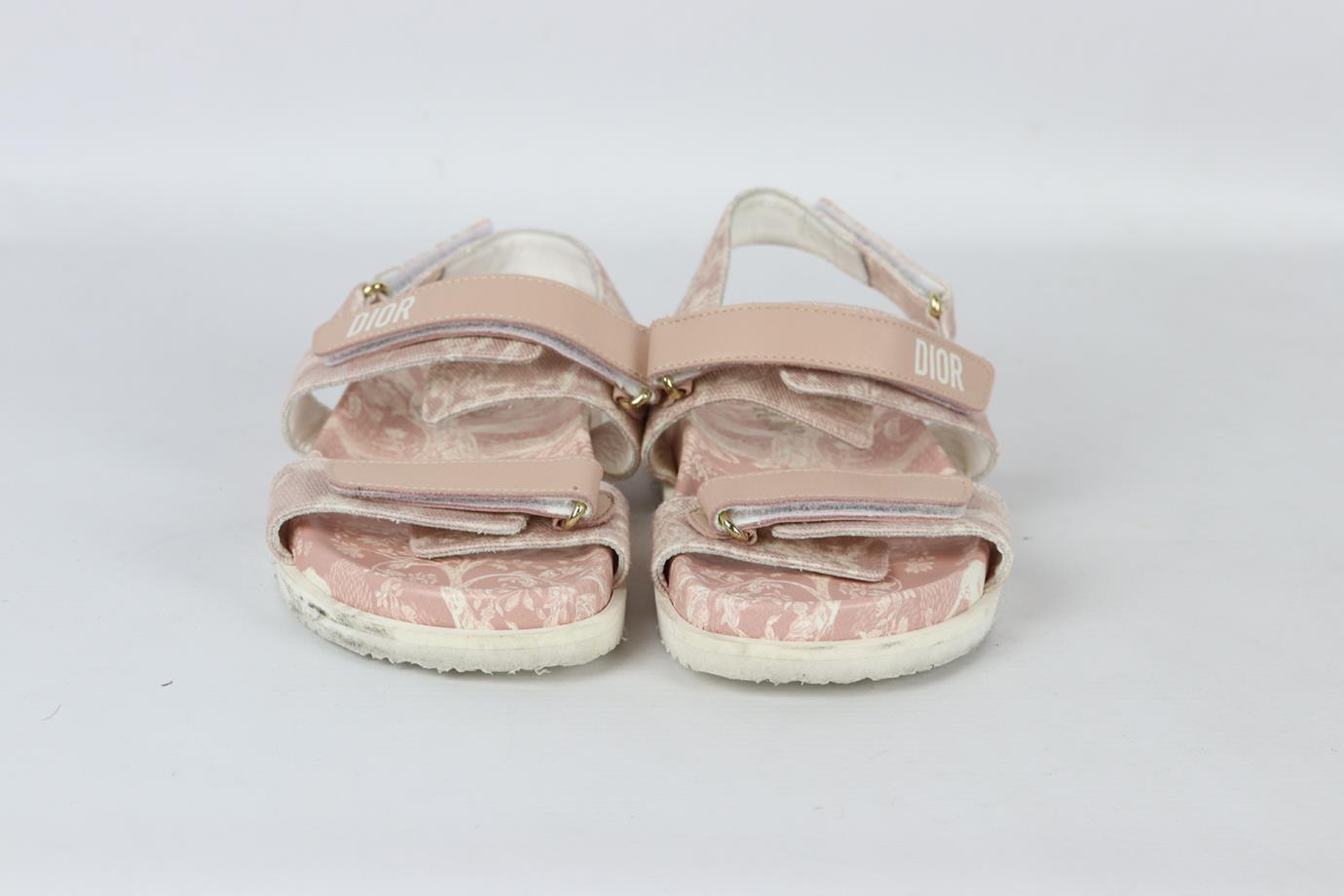 CHRISTIAN DIOR KIDS GIRLS LEATHER AND CANVAS SANDALS EU 32 UK 13