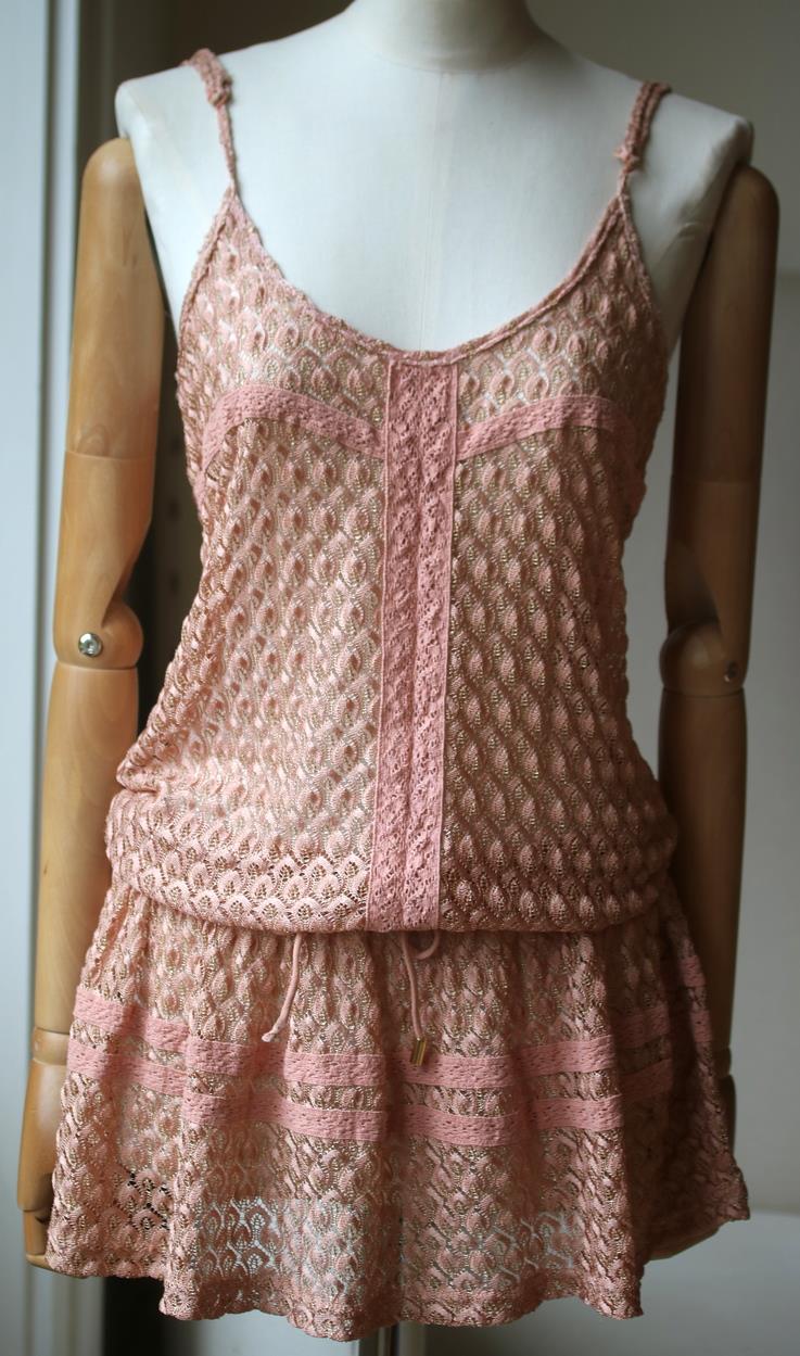 MELISSA ODABASH KHLOE CROCHET KNIT MINI DRESS MEDIUM