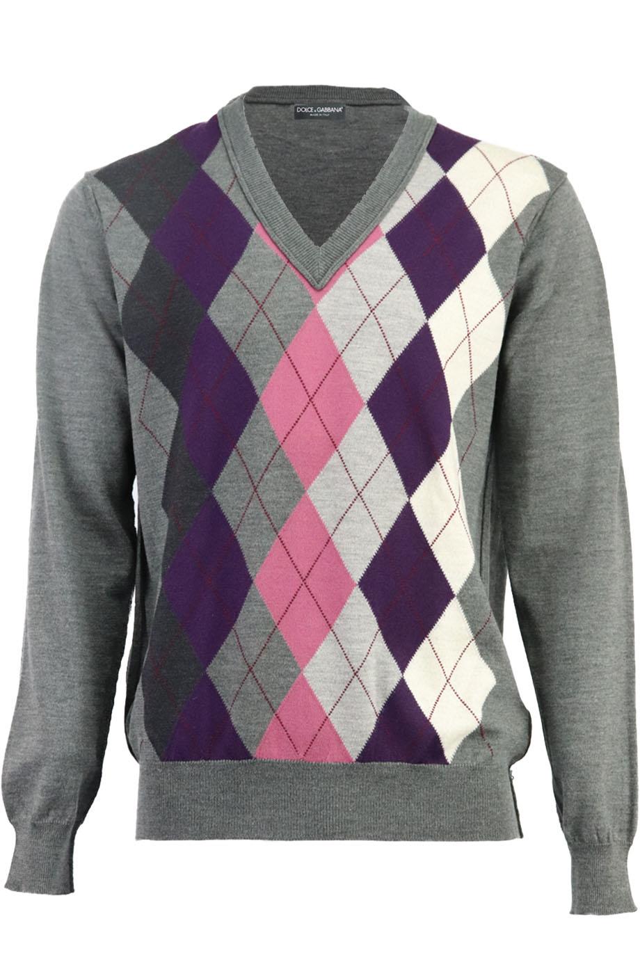 DOLCE AND GABBANA MEN'S ARGYLE WOOL SWEATER IT 50 UK/US CHEST 40