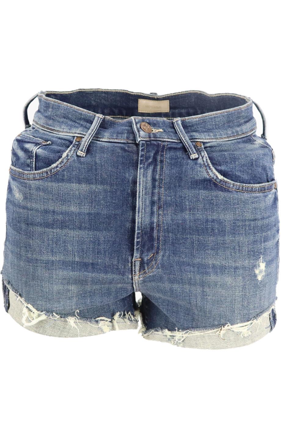 MOTHER DISTRESSED HIGH RISE DENIM SHORTS W26 UK 8