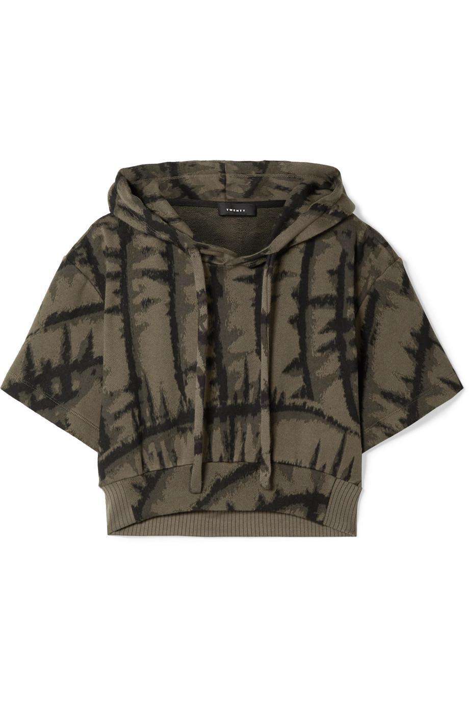 TWENTY MONTREAL HYPER REALITY CROPPED TIE DYED COTTON HOODIE LARGE