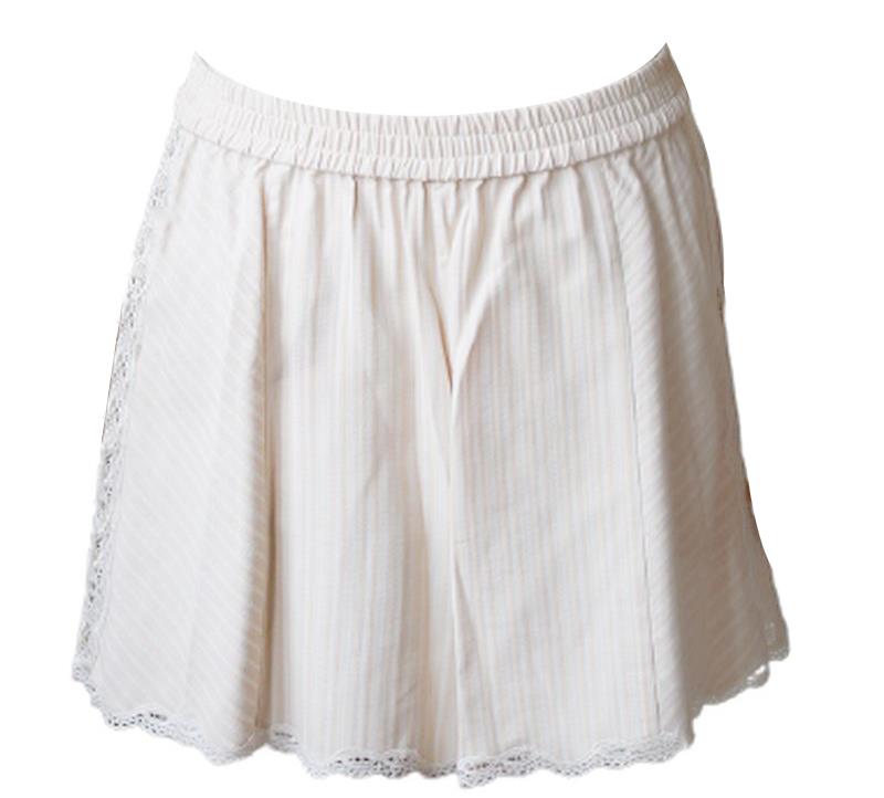 JONATHAN SIMKHAI LACE TRIMMED FLARED SHORTS MEDIUM