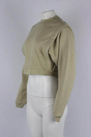 ALO YOGA CROPPED COTTON JERSEY SWEATSHIRT SMALL