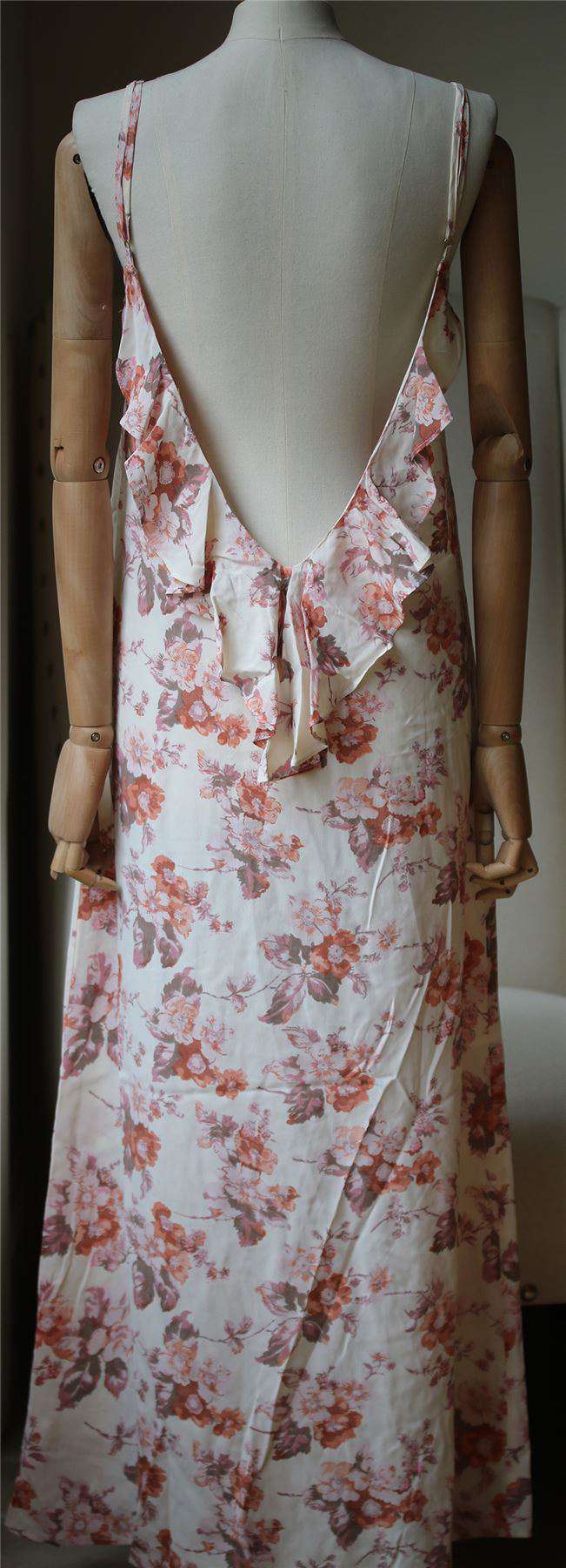 FLYNN SKYE RUFFLE SLIP MAXI DRESS XSMALL