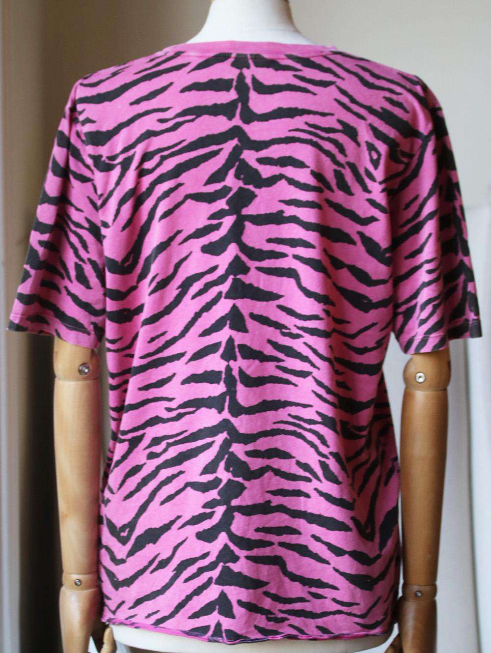 SAINT LAURENT ZEBRA PRINT COTTON JERSEY T-SHIRT SMALL