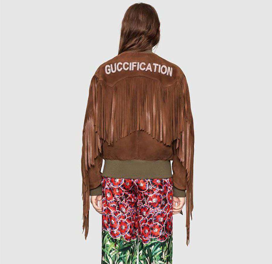 GUCCI SUEDE FRINGE BOMBER JACKET IT 38 UK 6
