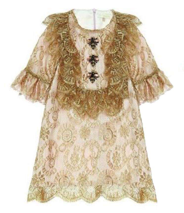 BLEU COMME GRIS KIDS GIRLS CRYSTAL EMBELLISHED LACE DRESS 6 YEARS