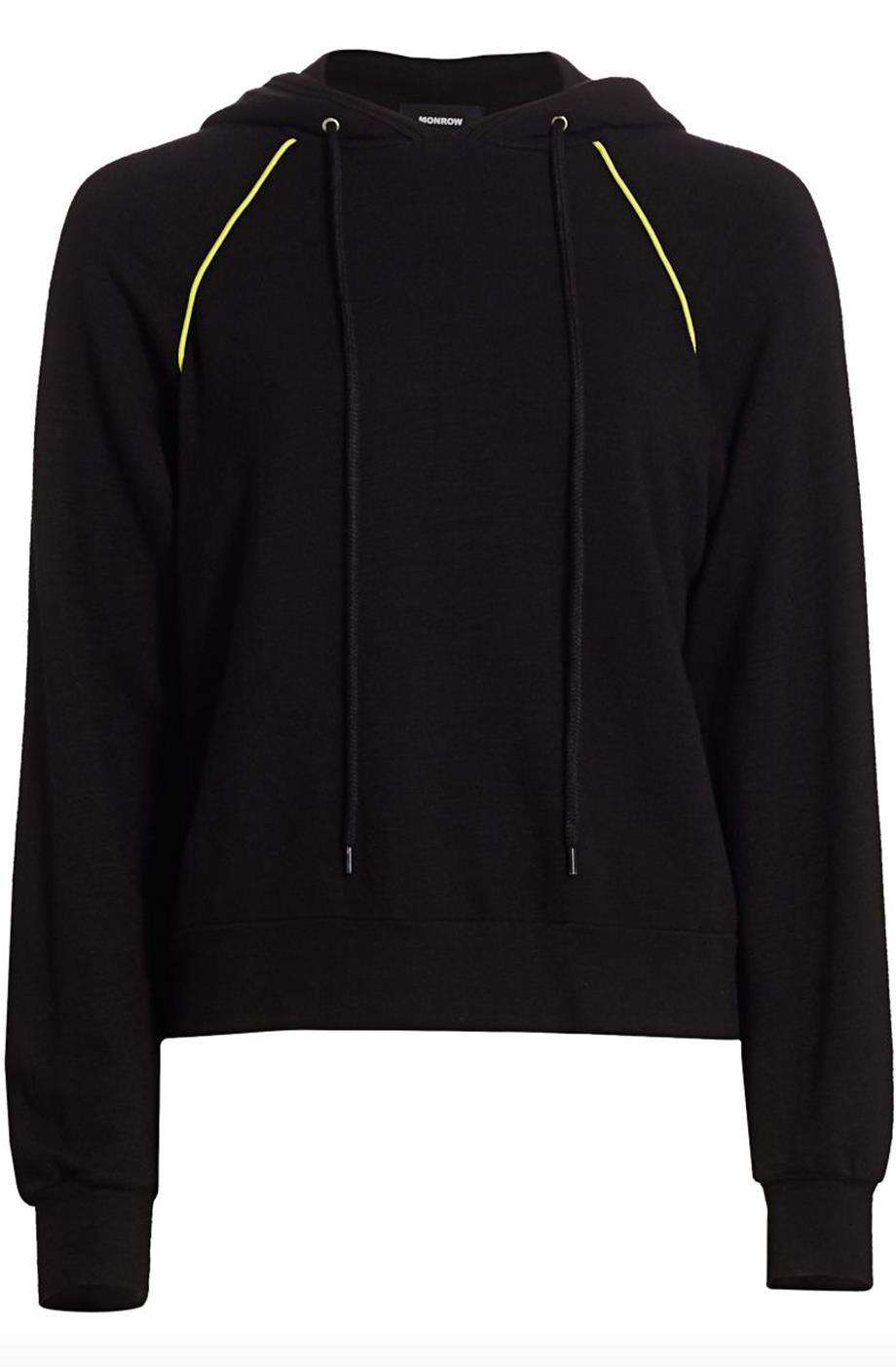MONROW STRETCH JERSEY HOODED SWEATSHIRT MEDIUM