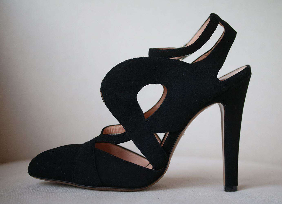 KALLISTE SUEDE ANKLE STRAP CUTOUT HEELS EU 40 UK 7 US 10